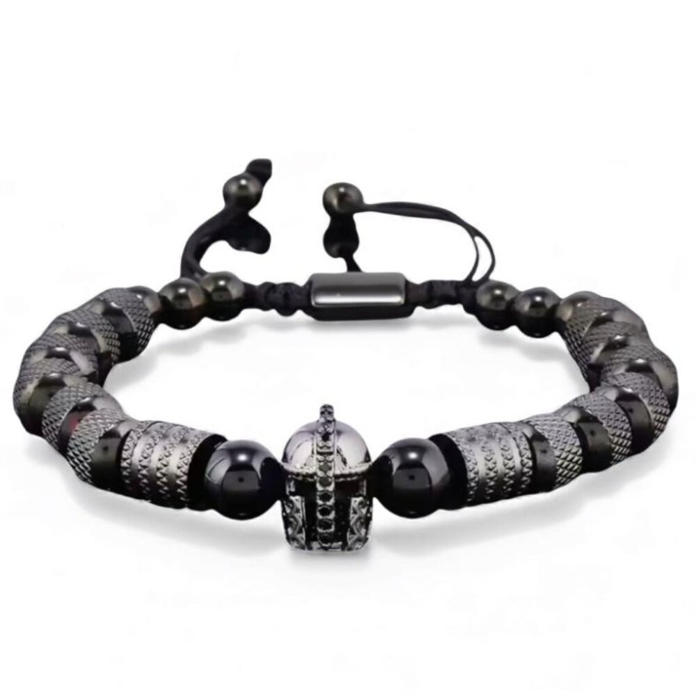 NEW - ARMOR OF GOD HELMET OF SALVATION STUNNING STAINLESS-STEEL BRACELET - BLACK